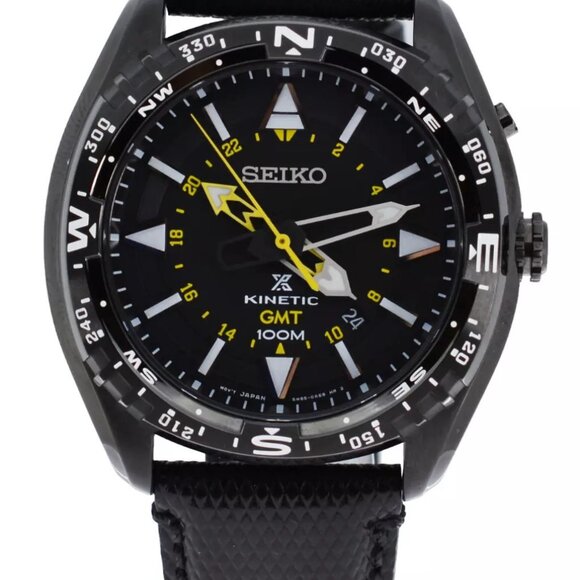 Seiko Men's Prospex Kinetic GMT Hybrid Landmaster SUN055 Black Watch 5M85-0AE0! - Picture 2 of 10